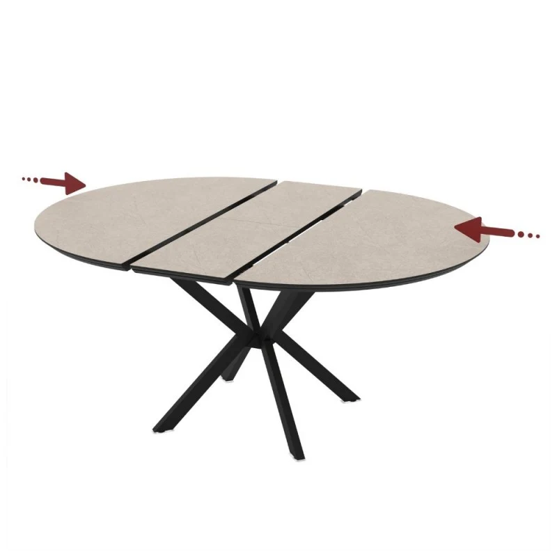 Tavolo rotondo allungabile con piano colore cashmere e gambe nere 126 cm - Bagok