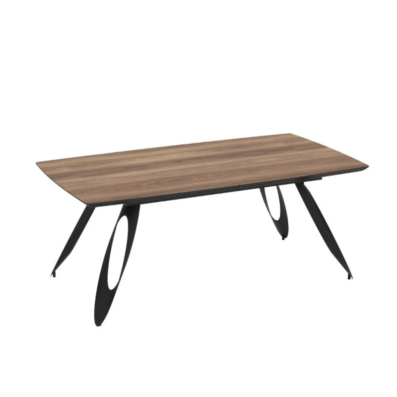 Tavolo allungabile con piano colore rovere frassino e gambe in metallo sagomate nere 190 cm - Tokuri