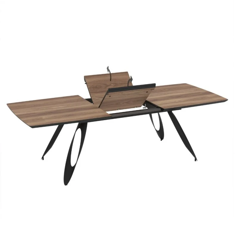 Tavolo allungabile con piano colore rovere frassino e gambe in metallo sagomate nere 190 cm - Tokuri