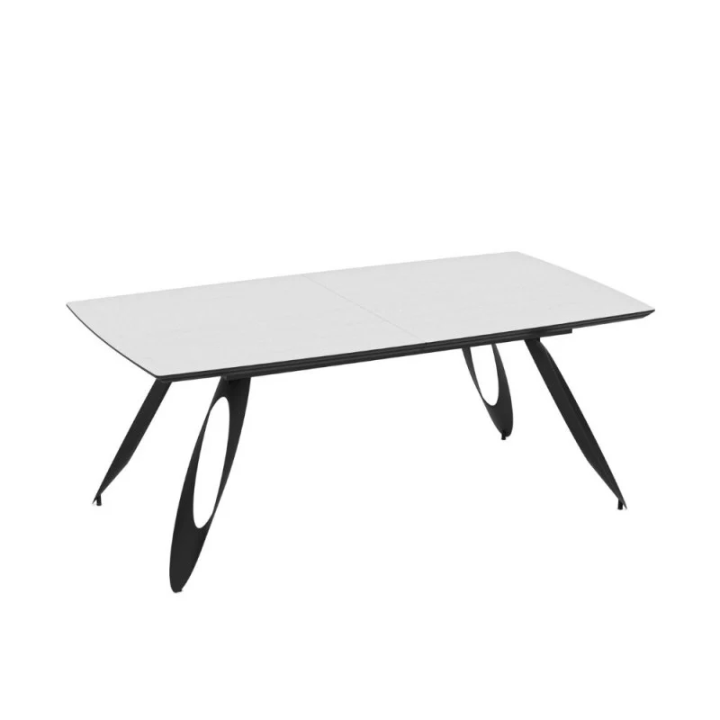 Tavolo allungabile con piano colore bianco frassino e gambe in metallo sagomate nere 190 cm - Tokuri