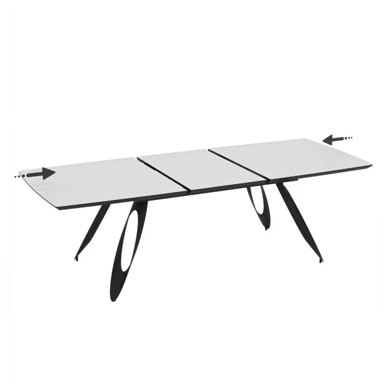 Tavolo allungabile con piano colore bianco frassino e gambe in metallo sagomate nere 190 cm - Tokuri