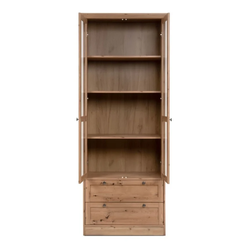 Vetrina con 2 ante e 2 cassetti colore rovere anticato 80x200H cm - Tiberio