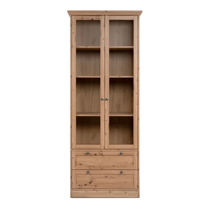 Vetrina con 2 ante e 2 cassetti colore rovere anticato 80x200H cm - Tiberio