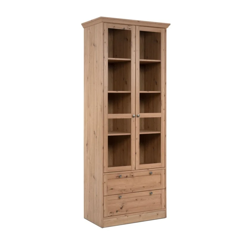 Vetrina con 2 ante e 2 cassetti colore rovere anticato 80x200H cm - Tiberio