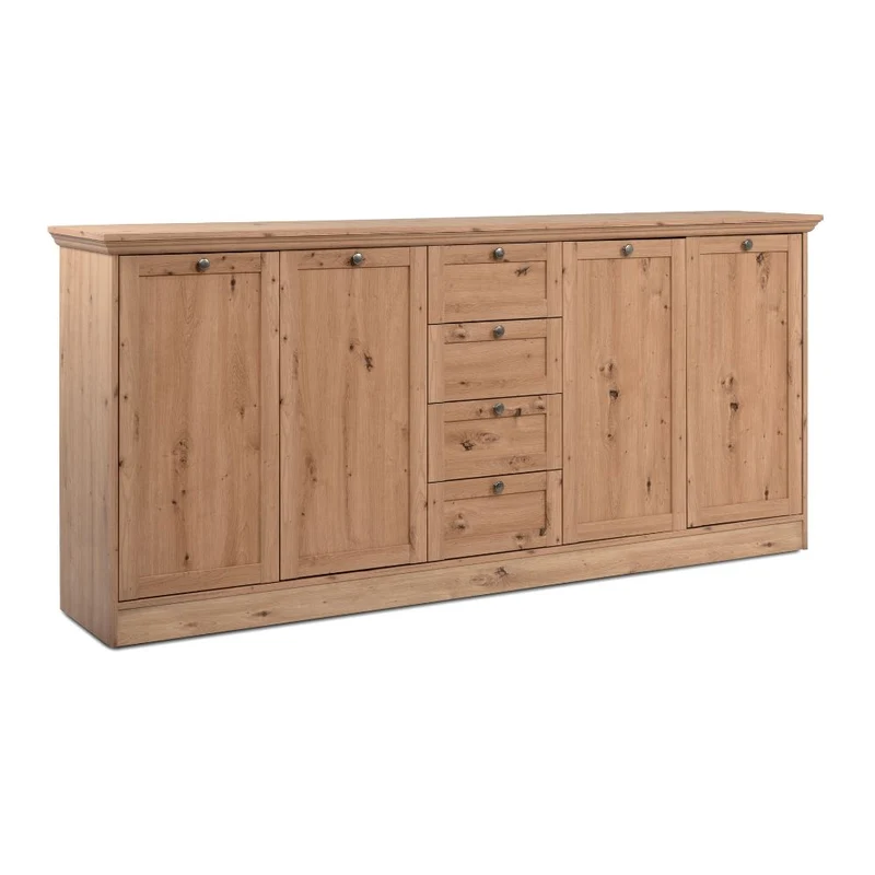Madia con 4 ante e 4 cassetti colore rovere anticato 200x90H cm - Tiberio