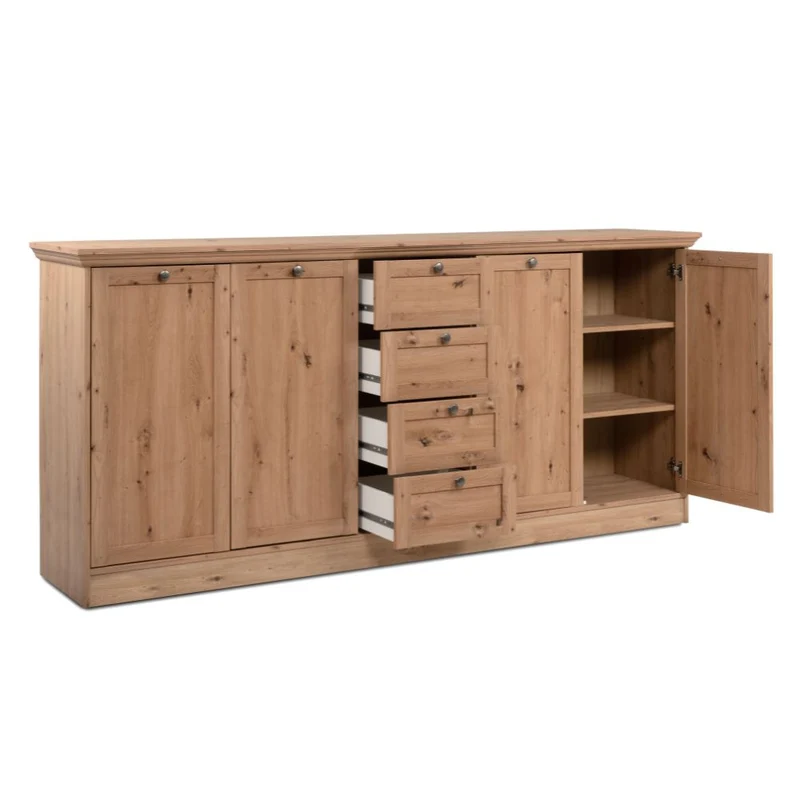 Madia con 4 ante e 4 cassetti colore rovere anticato 200x90H cm - Tiberio