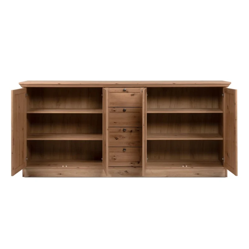 Madia con 4 ante e 4 cassetti colore rovere anticato 200x90H cm - Tiberio