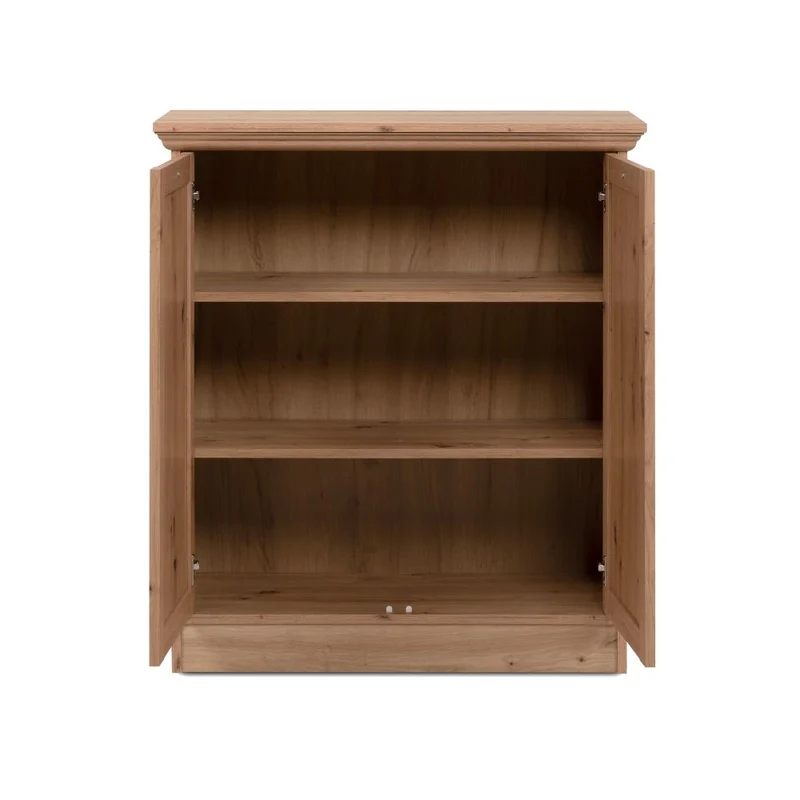 Madia con 2 ante e ripiani interni colore rovere anticato 80x90H cm - Tiberio