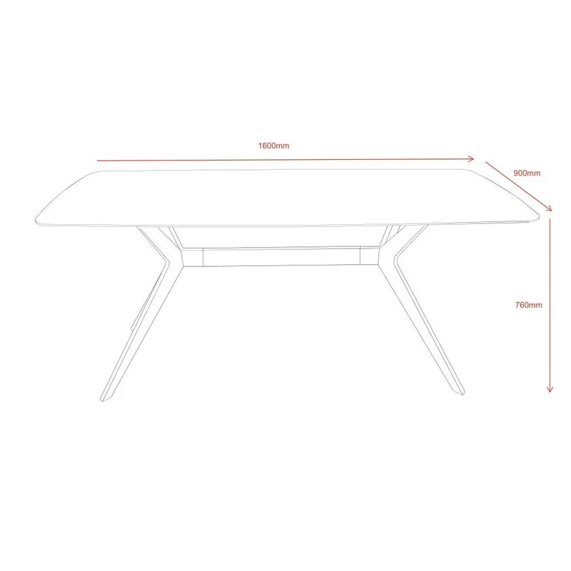 Tavolo fisso con piano in ceramica effetto marmo nero opaco 160x90x76H cm - Katy