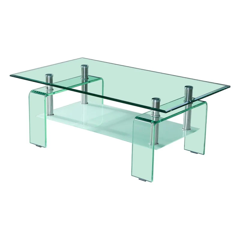 Tavolino con due ripiani in vetro trasparente 100x60x39H cm - Trys