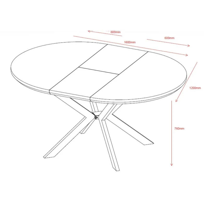 Tavolo rotondo allungabile con piano effetto marmo grigio lucido 120x76H cm - Marina