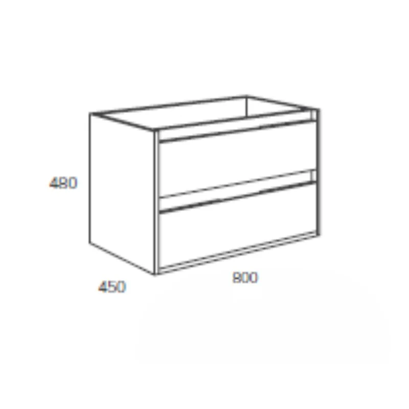 Mobile bagno sospeso con 2 cassetti colore cemento 80x45x48H cm - Konni