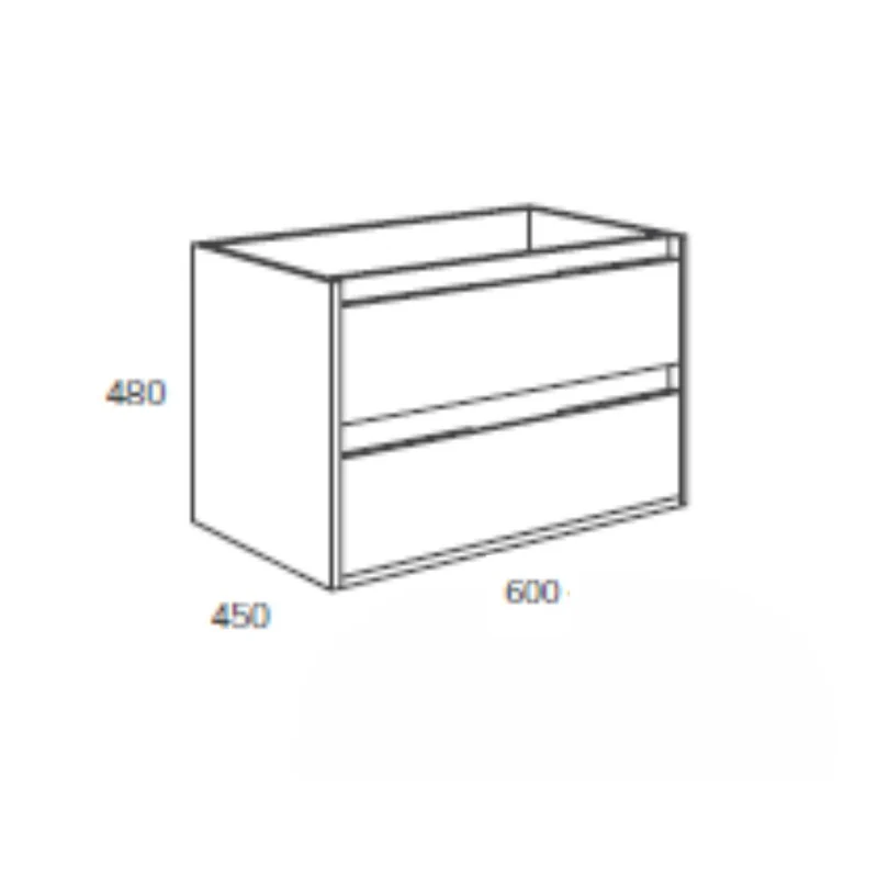 Mobile da bagno sospeso 60 cm con 2 cassetti e lavabo incluso colore bianco laccato lucido - Foltin