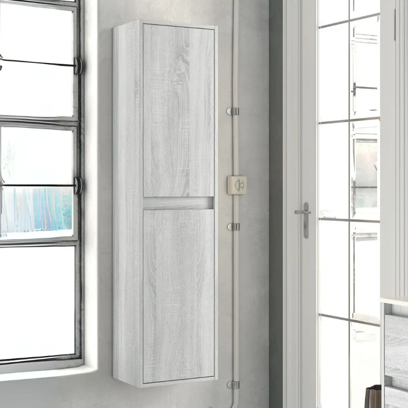 Colonna da bagno sospesa 35x150H cm colore rovere grigio ghiaccio - Foltin