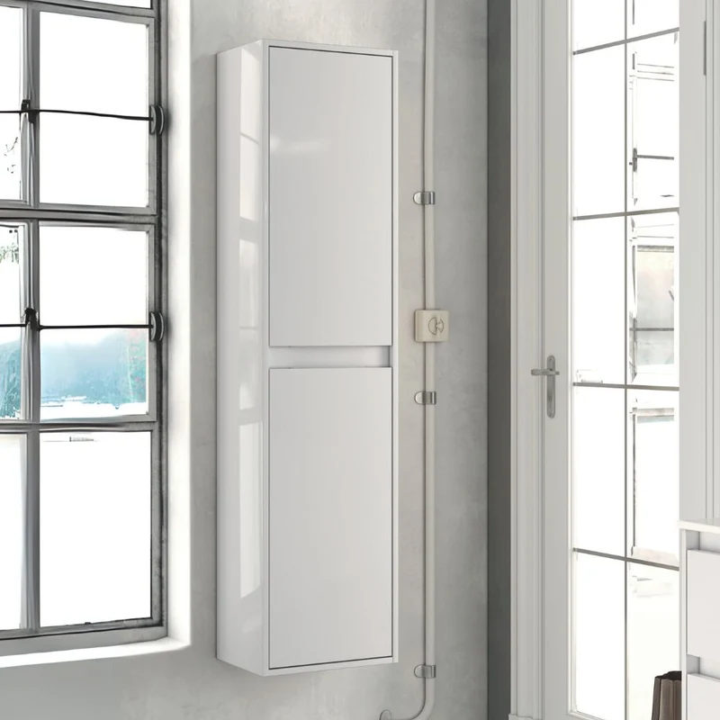 Colonna da bagno sospesa 35x150H cm colore bianco laccato lucido - Foltin