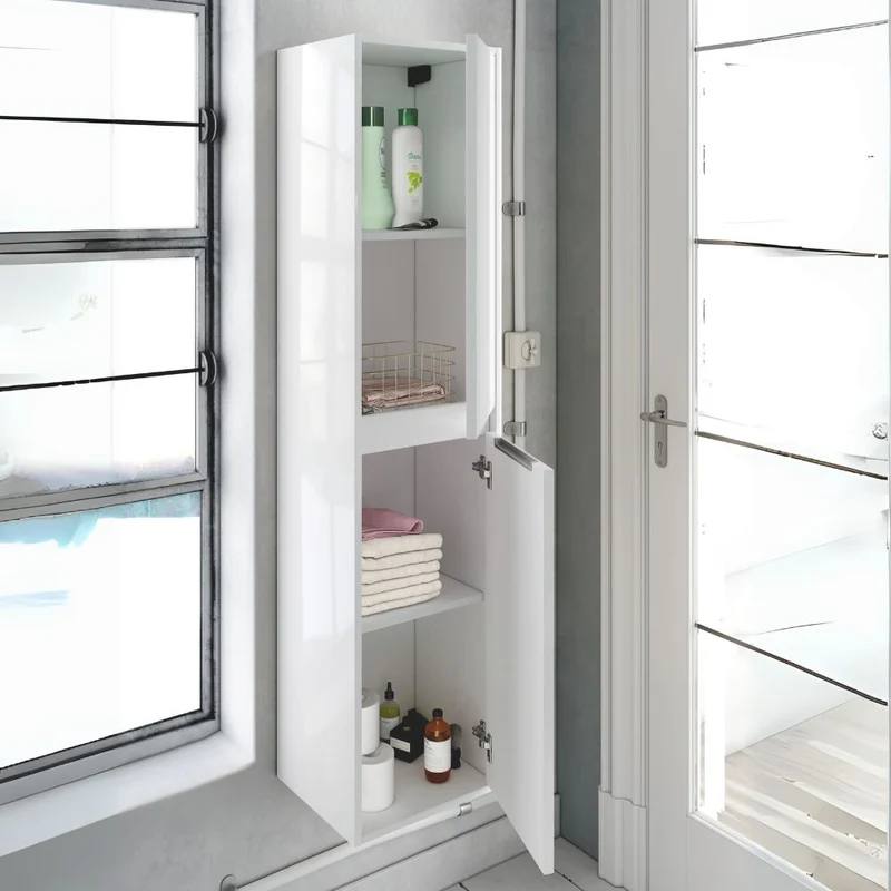 Colonna da bagno sospesa 35x150H cm colore bianco laccato lucido - Foltin