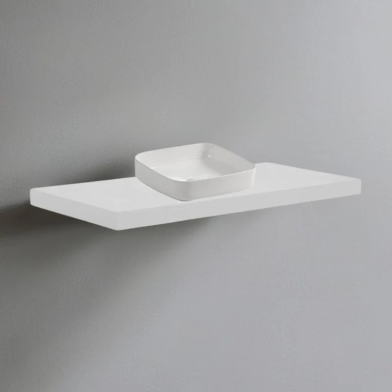 Mensolone da bagno colore bianco 120x47 cm con lavabo da appoggio incluso