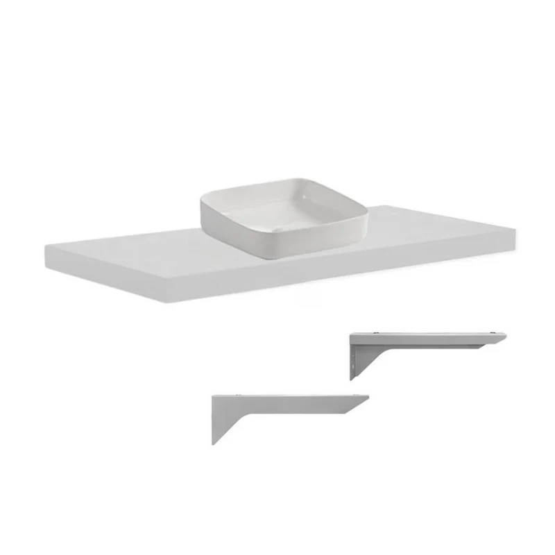 Mensolone da bagno colore bianco 120x47 cm con lavabo da appoggio incluso