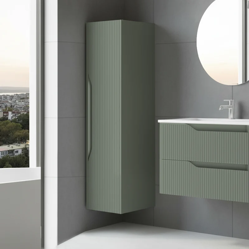 Colonna bagno sospesa colore verde opaco con effetto cannettato 35x27x120H - Gaper