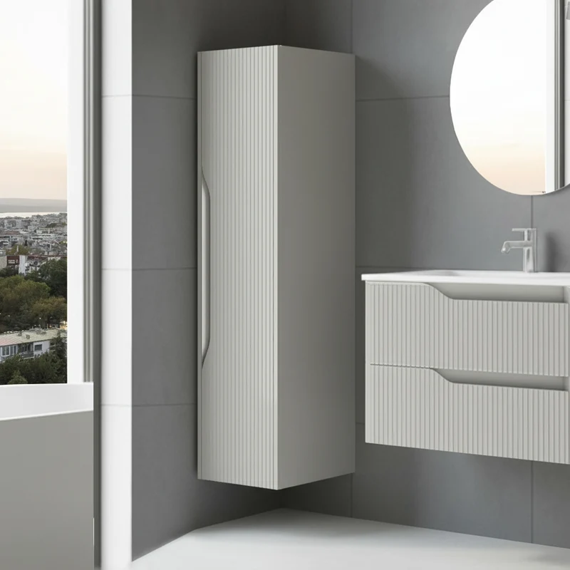 Colonna bagno sospesa colore cashmere con effetto cannettato 35x27x120H - Gaper