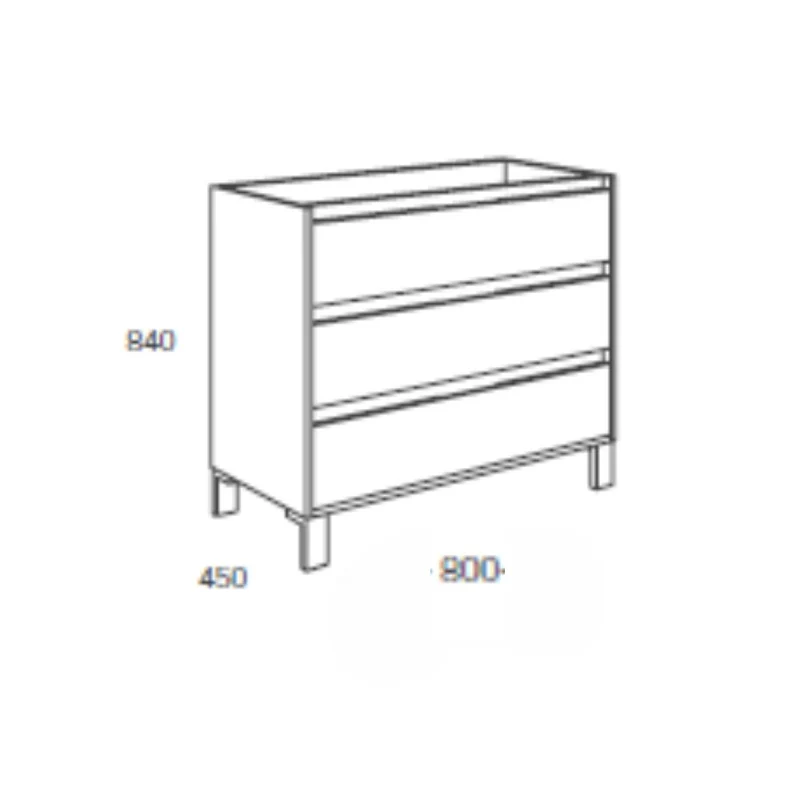 Mobile bagno con 3 cassetti colore bianco 80x45x84H cm - Konni