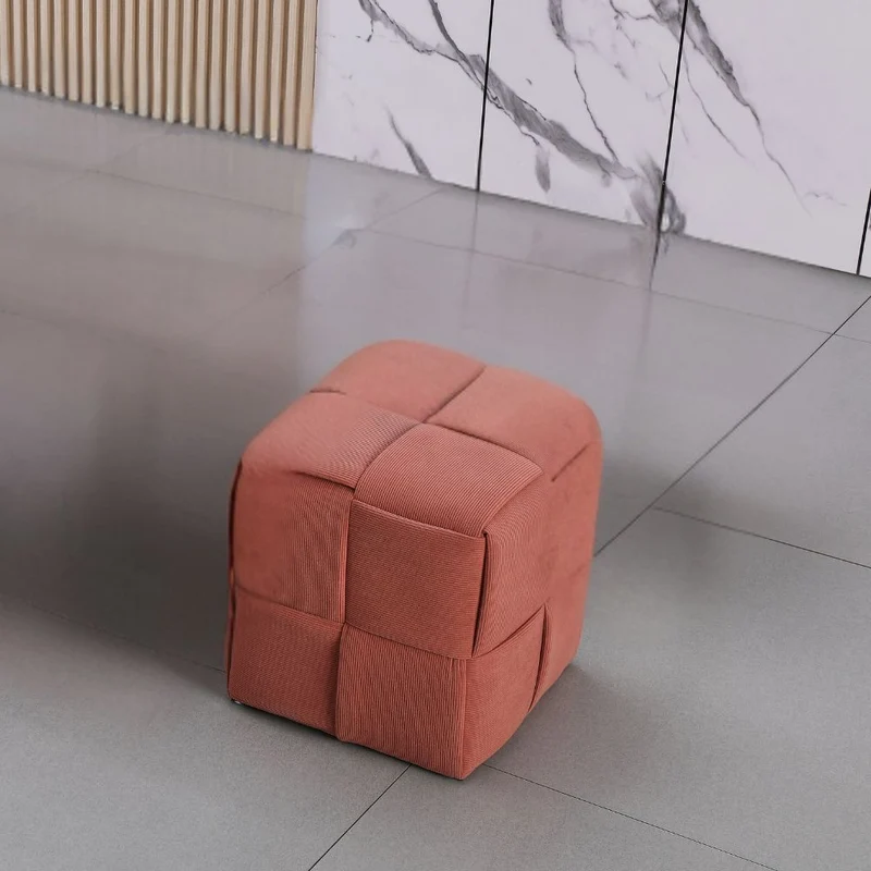 Pouf quadrato effetto intrecciato colore mattone 39x39H cm - Artur