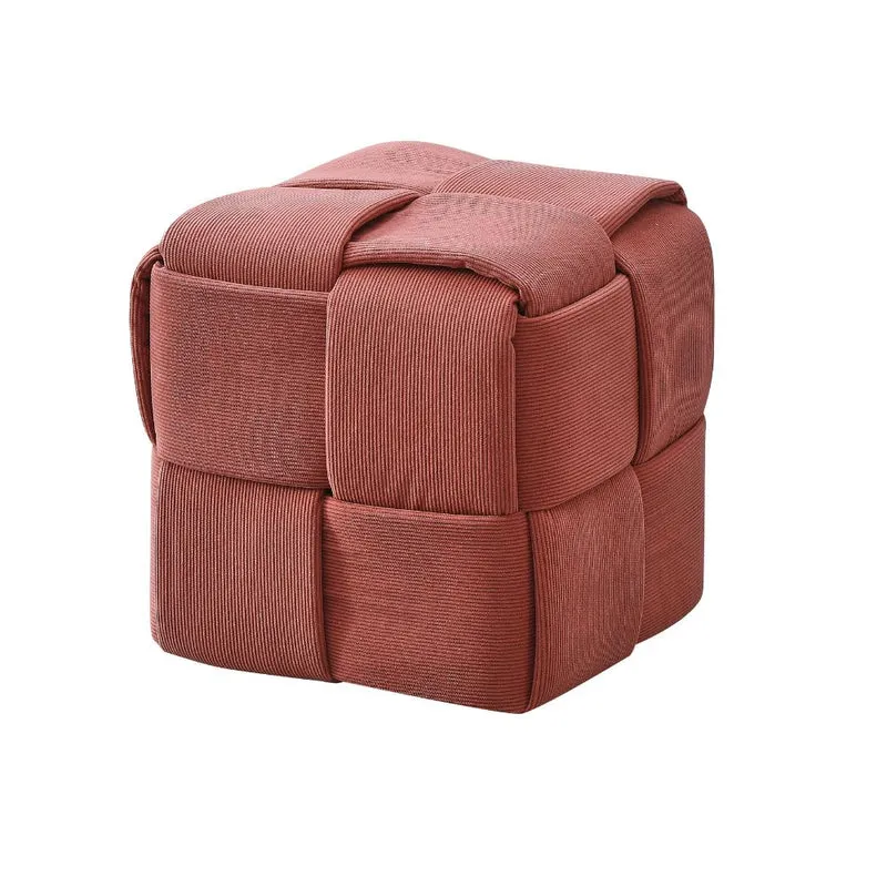 Pouf quadrato effetto intrecciato colore mattone 39x39H cm - Artur