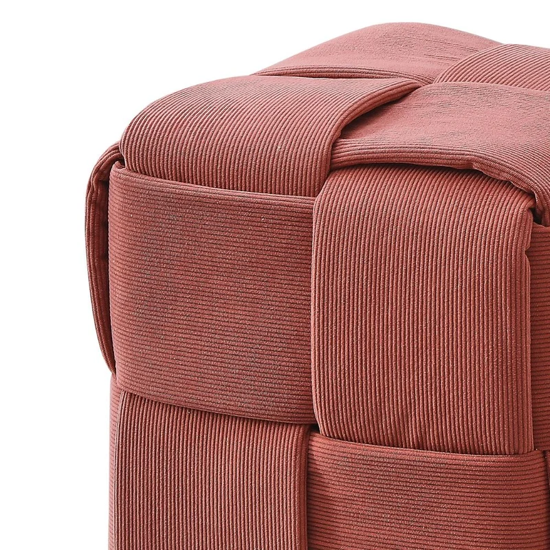 Pouf quadrato effetto intrecciato colore mattone 39x39H cm - Artur