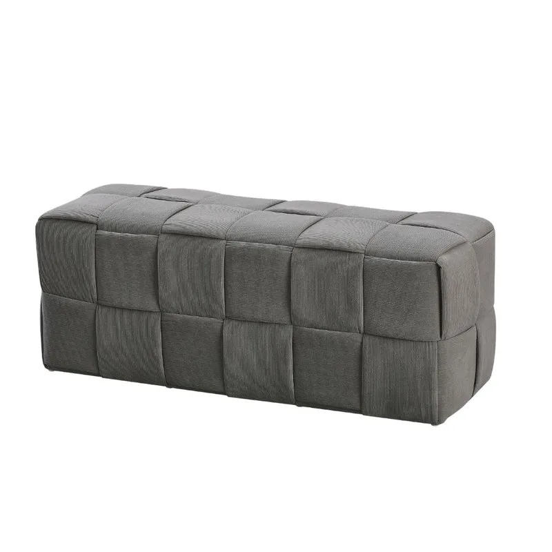 Pouf rettangolare effetto intrecciato colore grigio 104x39H cm - Artur