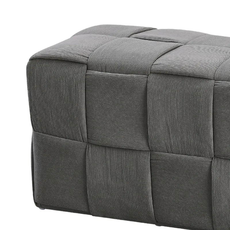 Pouf rettangolare effetto intrecciato colore grigio 104x39H cm - Artur