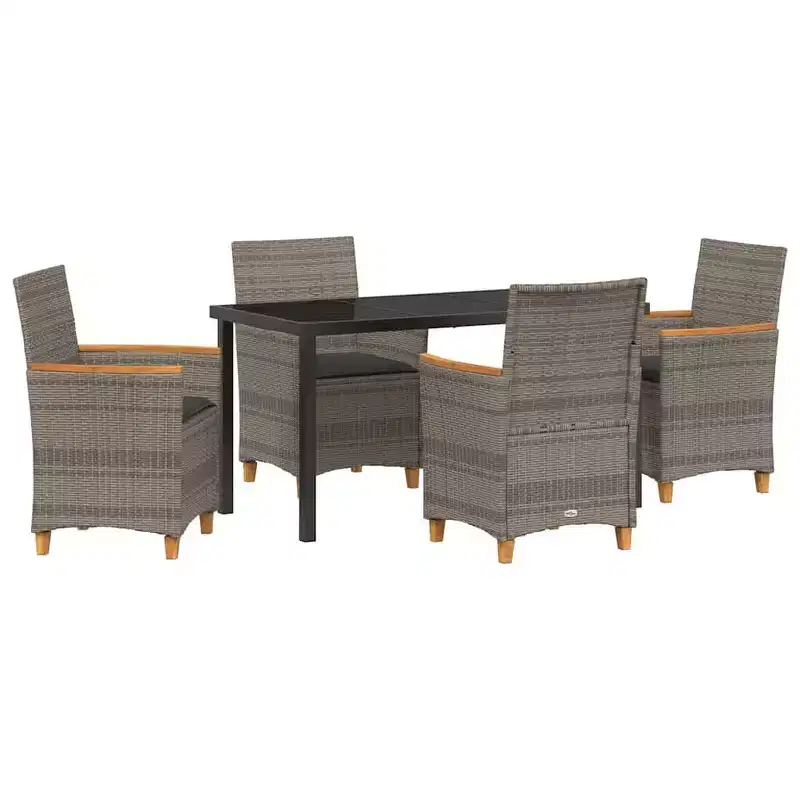 vidaXL Salon de jardin 5 pcs en résine tressée gris