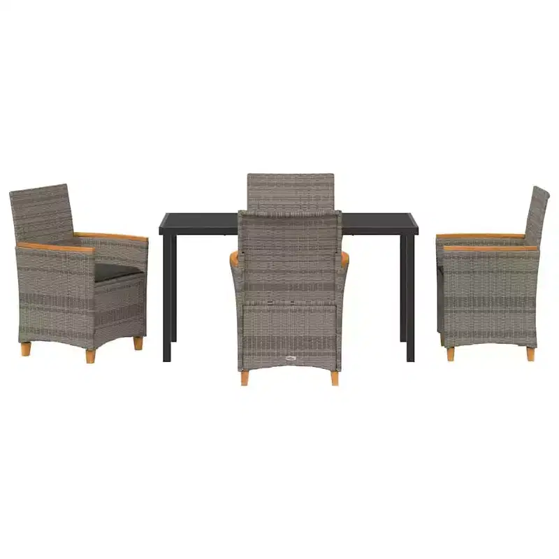 vidaXL Salon de jardin 5 pcs en résine tressée gris