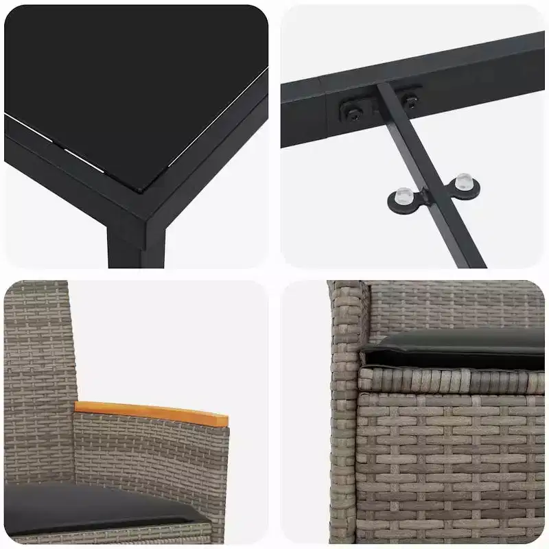 vidaXL Salon de jardin 5 pcs en résine tressée gris