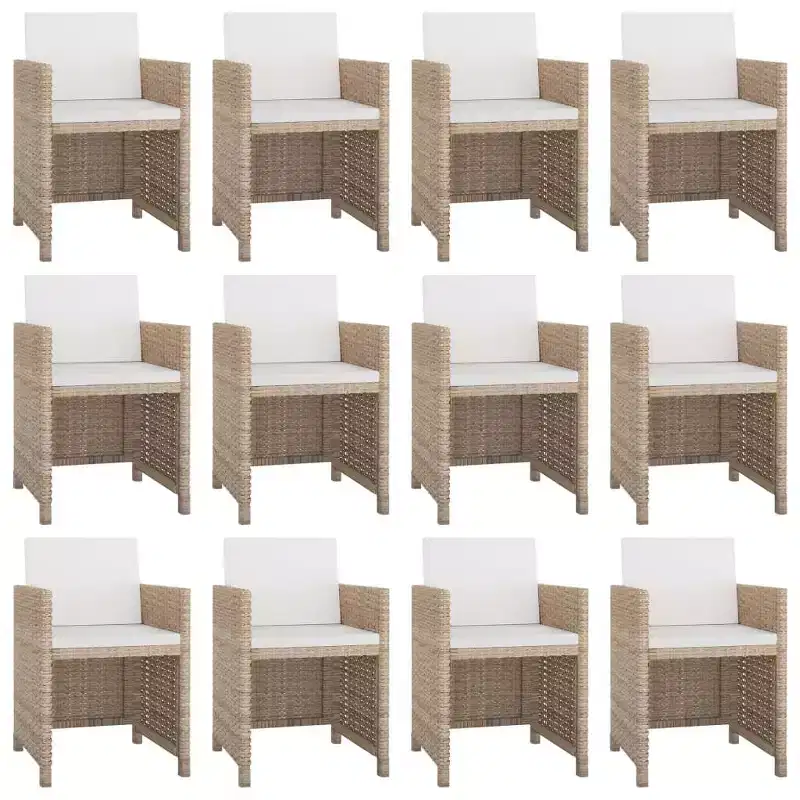 vidaXL Ensemble de salle à manger d'extérieur Beige, rotin synthétique crème, polyester, verre