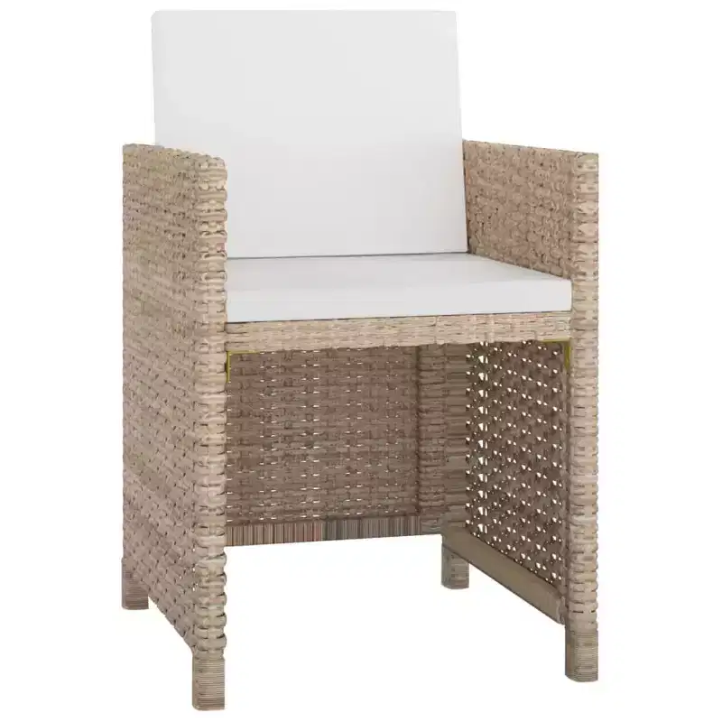 vidaXL Ensemble de salle à manger d'extérieur Beige, rotin synthétique crème, polyester, verre