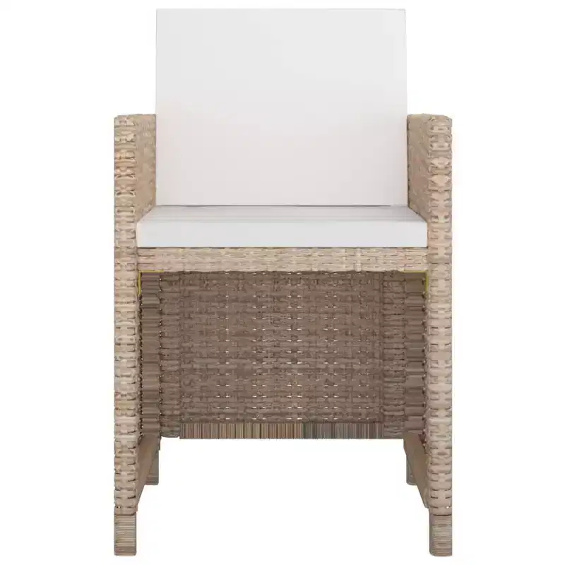vidaXL Ensemble de salle à manger d'extérieur Beige, rotin synthétique crème, polyester, verre