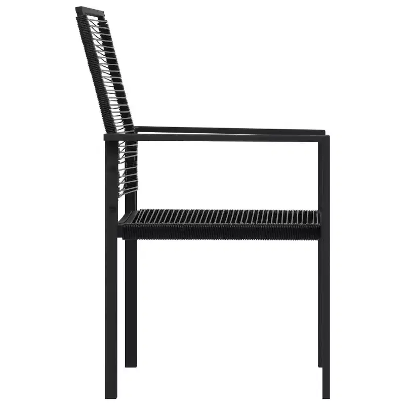 vidaXL Salon de salle à manger noir, verre, acier thermolaqué, rotin en PVC, 7 pièces