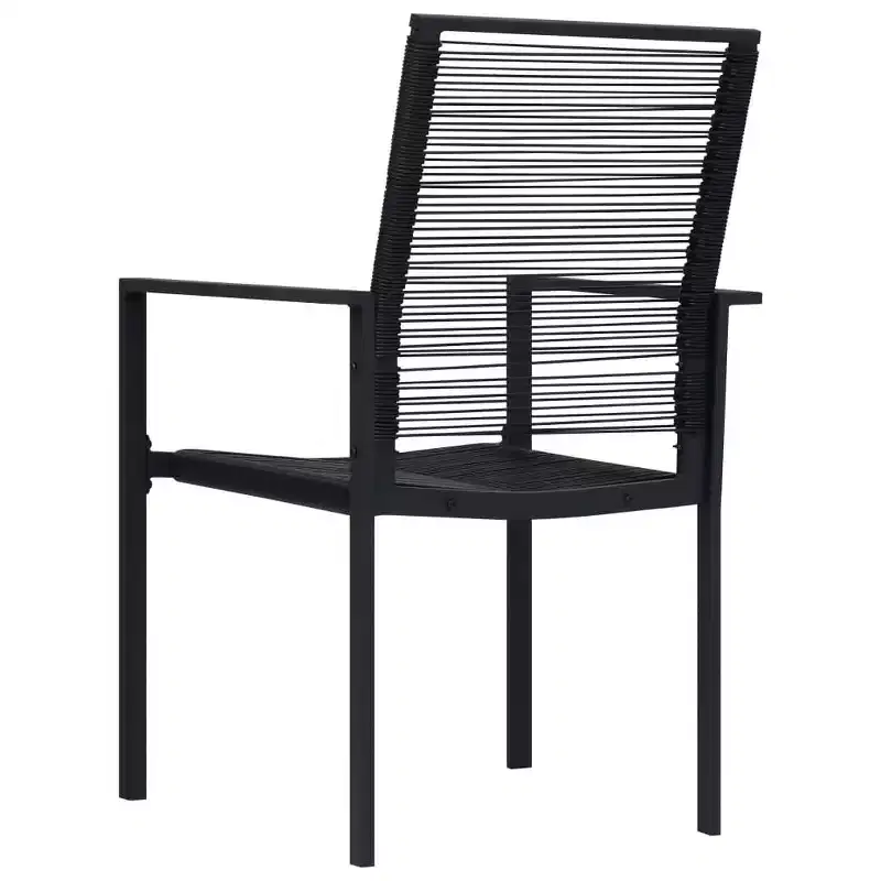 vidaXL Salon de salle à manger noir, verre, acier thermolaqué, rotin en PVC, 7 pièces