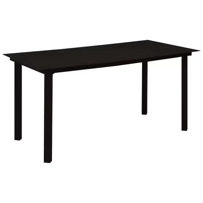 vidaXL Salon de salle à manger noir, verre, acier thermolaqué, rotin en PVC, 7 pièces
