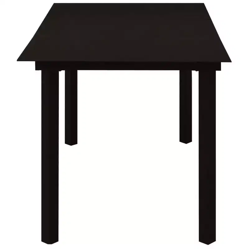 vidaXL Salon de salle à manger noir, verre, acier thermolaqué, rotin en PVC, 7 pièces