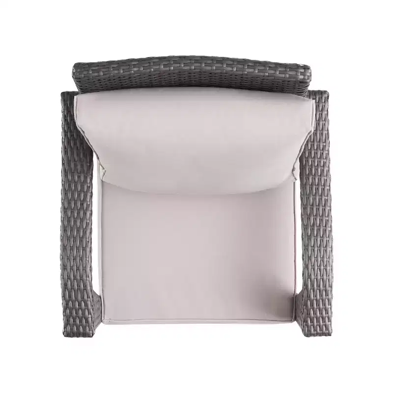 Keana – Ensemble de conversation 5 pièces avec fauteuil club en similicuir tressé et brasero – Gris/Gris clair – Christopher Knight Home