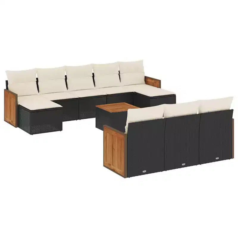 vidaXL Salon de jardin en résine tressée avec coussins en rotin PE