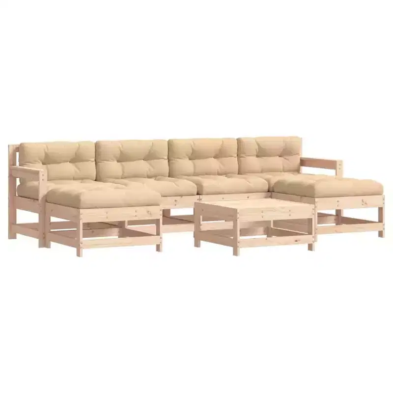 vidaXL Ensemble de salon de jardin bois de pin massif beige 7 pièces Modulable