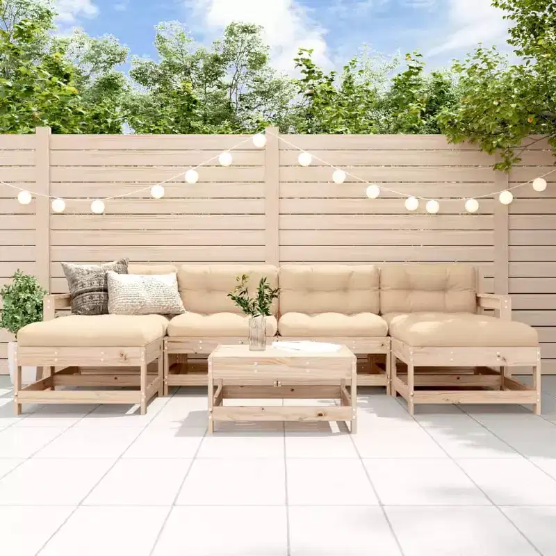 vidaXL Ensemble de salon de jardin bois de pin massif beige 7 pièces Modulable
