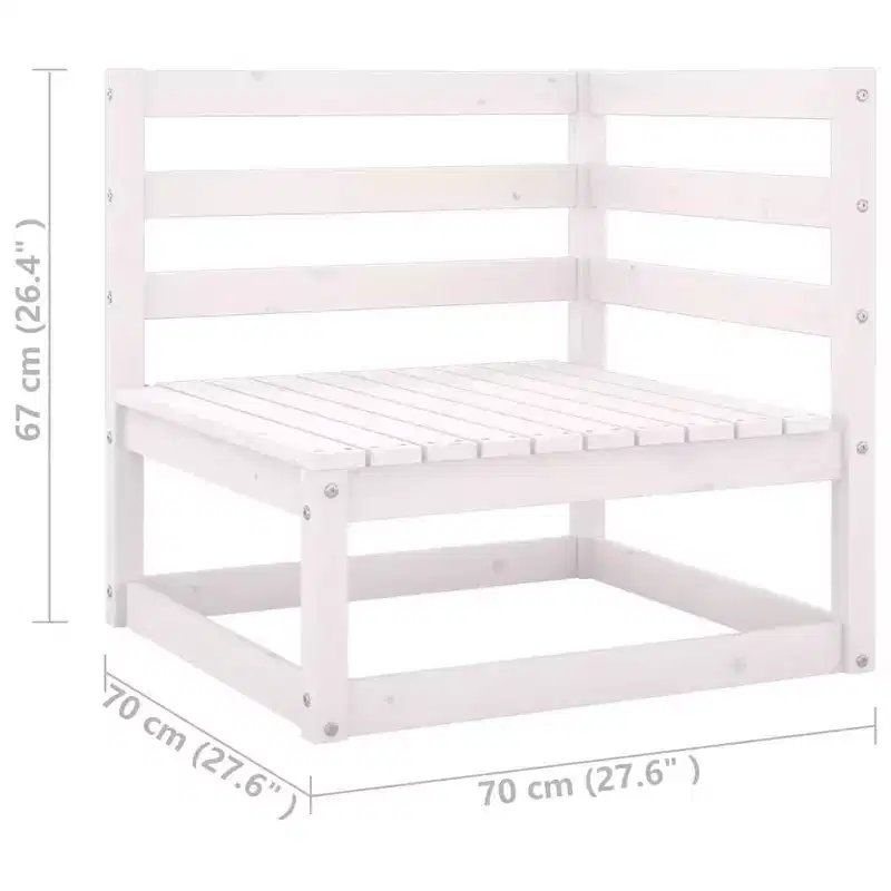 vidaXL Salon de jardin 10 pièces Canapé d'angle d'extérieur Bois de pin massif - Blanc avec coussins