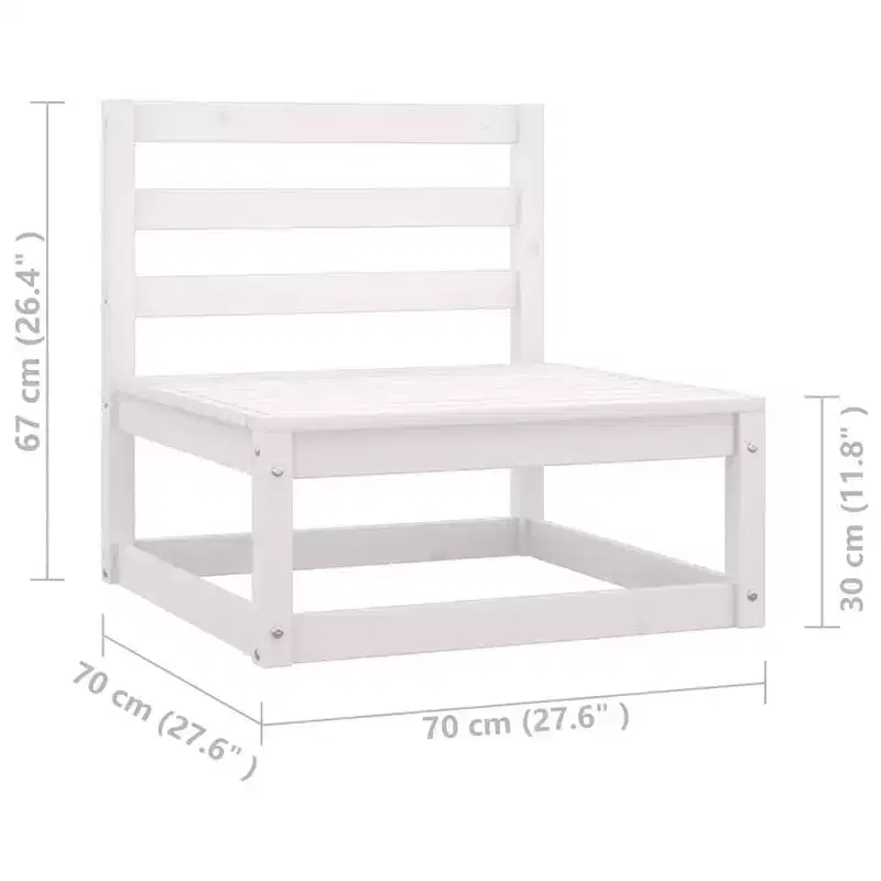 vidaXL Salon de jardin 10 pièces Canapé d'angle d'extérieur Bois de pin massif - Blanc avec coussins