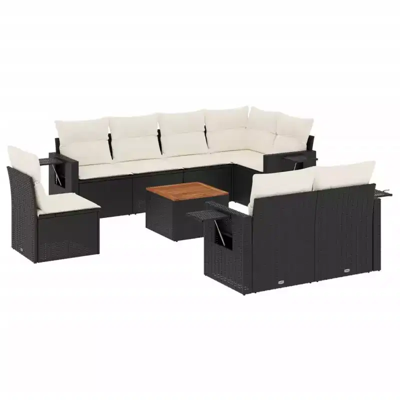 vidaXL Salon de jardin modulable en résine tressée avec coussins