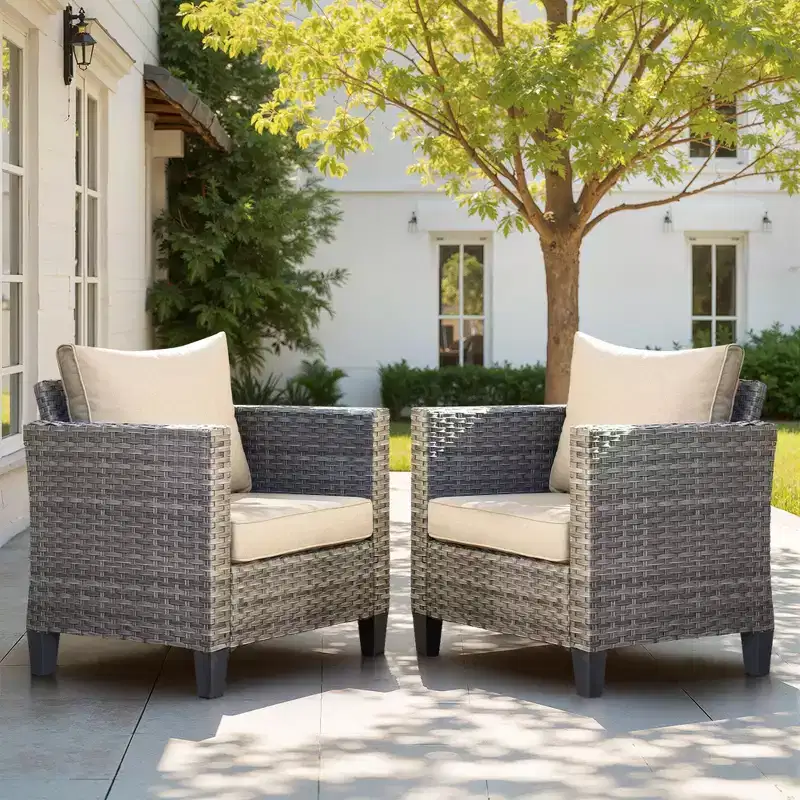 Ensemble de 2 meubles de patio HOMLUX, chaises longues d'extérieur, rotin gris