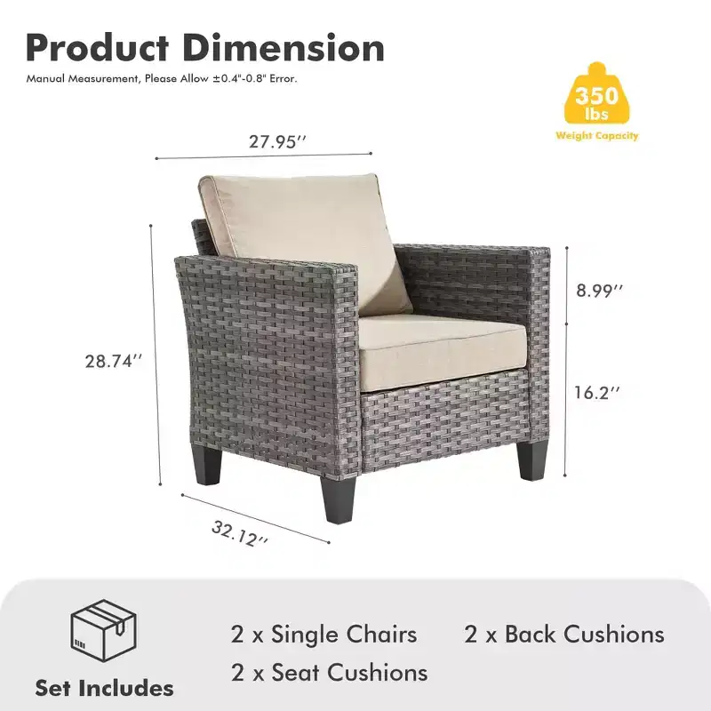 Ensemble de 2 meubles de patio HOMLUX, chaises longues d'extérieur, rotin gris