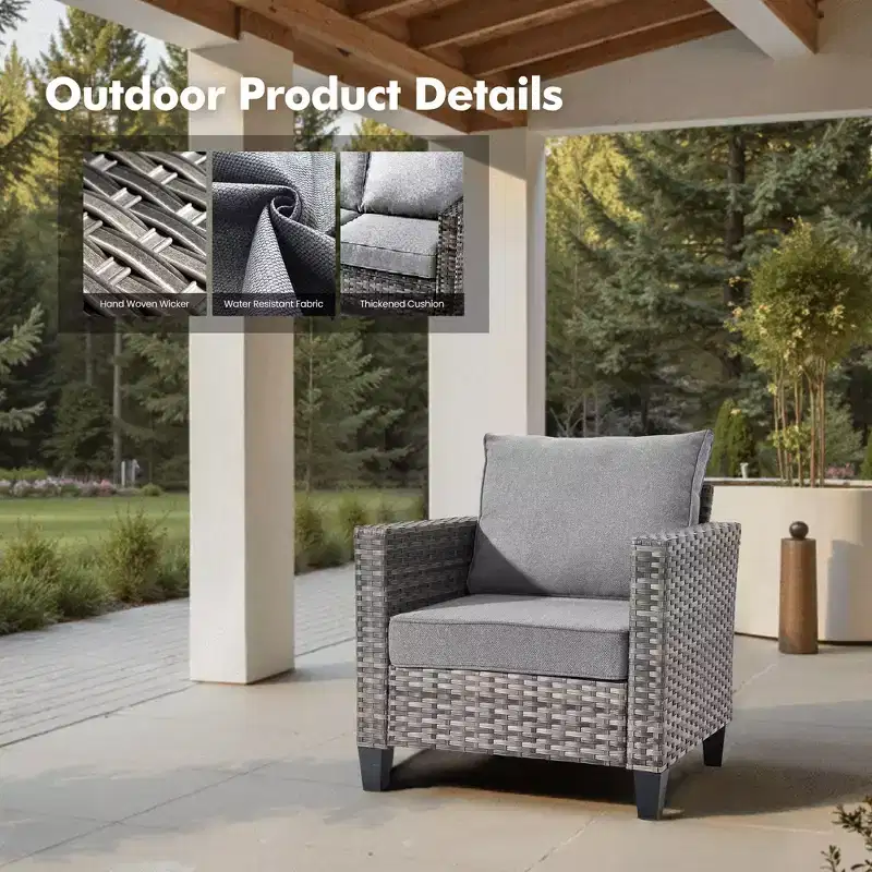 Ensemble de 2 meubles de patio HOMLUX, chaises longues d'extérieur, rotin gris